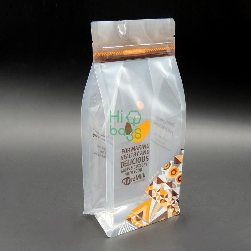 Custom eight side sealing bags flat food aluminum foil bags tea foil bags standing food bags E